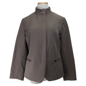 Authier Jacket Size 8 Taupe Gray Twill Zip Up